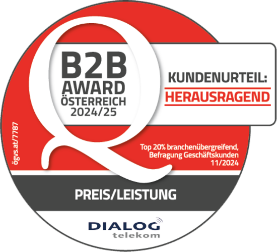 Logo B2B Award: Kundenurteil "Herausragend" - Preis/Leistung