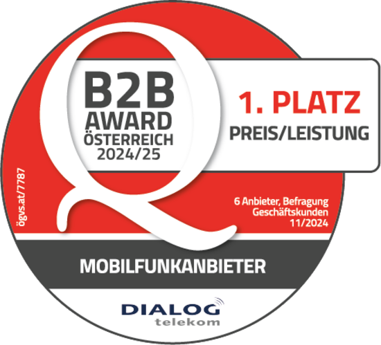 Logo B2B Award: 1. Platz Preis/Leistung – Mobilfunkanbieter